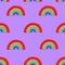 Rainbow pattern. Vector seamless pattern with rainbows. Spectrum colors