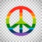 Rainbow peace symbol on transparent background