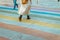 Rainbow pedestrian street crossing in Vienna, Austria LGBT+ community