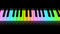 Rainbow piano keyboard, isolated on black