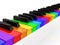 Rainbow piano over white background