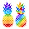 Rainbow pineapple. Flat style. Color vector illustration