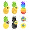 Rainbow pineapple and sunflowers. Flat style. Color vector illustration. Hand-drawn