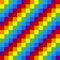 Rainbow pixel seamless pattern. Alternating colored diagonal squares. Bright festive background for decorations or packaging. Mod