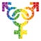 Rainbow Polyandry symbol Mosaic Icon of Spheric Dots