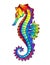 Rainbow polygonal seahorse on white background