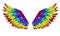 Rainbow polygonal wings on white background