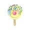 Rainbow popsicle ice cream on a stick with icing and pastry sprinkles. Watercolor illustration. An isolated object from