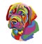 Rainbow portrait of a Cane Corso dog pet