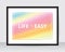 Rainbow poster template pink blur background on white paper black frame gray wall.