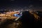 Rainbow pride colors Royal Caribbean cruise ship terminal Port Miami night aerial photo