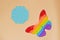 Rainbow Push Pop It Bubble Sensory Fidget Toy in form of Butterfly and hexagon, Sensory Silicone Toys for Autism, Fidget Popper,