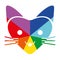 Rainbow Ray Cat With Heart Shaped Face Flat Vector Icon for Printing Anticlockwise A