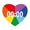 Rainbow Ray Heart Clock Flat Vector Icon for Printing Anticlockwise B