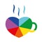 Rainbow Ray Heart Coffee Cup Flat Vector Icon for Printing Anticlockwise G