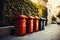 Rainbow recycling Bins in vivid colors create an eco friendly lineup