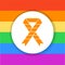 Rainbow ribbon color glyph icon. LGBT support.