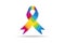 Rainbow ribbon pride symbol logo