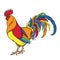 Rainbow rooster or cock. Color isolated vector illustration.