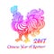 Rainbow Rooster. Rooster, Chinese zodiac symbol of the 2017 year.