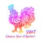 Rainbow Rooster. Rooster, Chinese zodiac symbol of the 2017 year