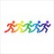 Rainbow running guys on white background