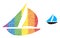 Rainbow Sailing Boat Collage Icon of Spheric Dots