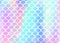 Rainbow scales background with kawaii mermaid princess pattern.