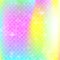 Rainbow scales background with kawaii mermaid princess pattern.