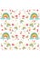 Rainbow seamless pattern with flowers and bees