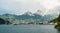 Rainbow shines after a rain on Lucerne lake