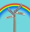 Rainbow sign post arrows direction north south east west