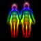 Rainbow silhouette of human body with aura - woman and man