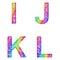 Rainbow sketch font set - letters I, J, K, L