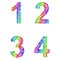 Rainbow sketch font set - numbers 1 2 3 4