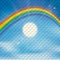 Rainbow Sky Clouds Sun Checkered Background