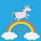 Rainbow in the sky. Cute unicorn. Make your dreams come true.