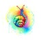 Rainbow snail with paint on white background