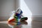 Rainbow sneakers. Multicolored sport shoes.