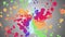 Rainbow spiral colorful splatter blot spreading turbulent moving abstract painting animation background new unique