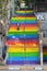 Rainbow steps in bohemian neighborhood