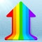 Rainbow stripes realistic plastic vector up arrow