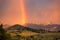 A rainbow at sunset in Clarens, South Africa