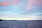 Rainbow in the sunset over lake Seydyavr behind the Arctic Circle on the Kola Peninsula