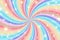 Rainbow swirl background with stars. Radial unicorn rainbow of twisted spiral. Vector illustration