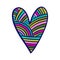 Rainbow textile heart knitted vector illustration element hand drawn in cartoon style