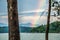 Rainbow after thunderstorm at lake jocassee south carolina