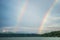 Rainbow after thunderstorm at lake jocassee south carolina