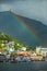 Rainbow from the top of Ulriken the highest mountain in Bergen city