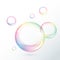 Rainbow transparent vector soap bubbles